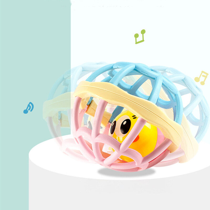 Bola com chocalhos para bebês, brinquedo de treinamento sensorial para bebês de 0-12 meses