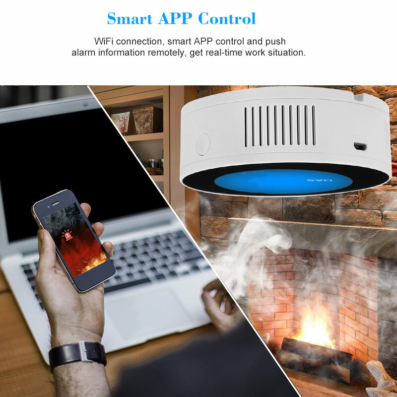 SmartYIBA TUya APP Kontrol WiFi Nirkabel Gas Sensor Alarm Detektor Kebocoran Gas Sensor Detektor Kebocoran Gas Alam