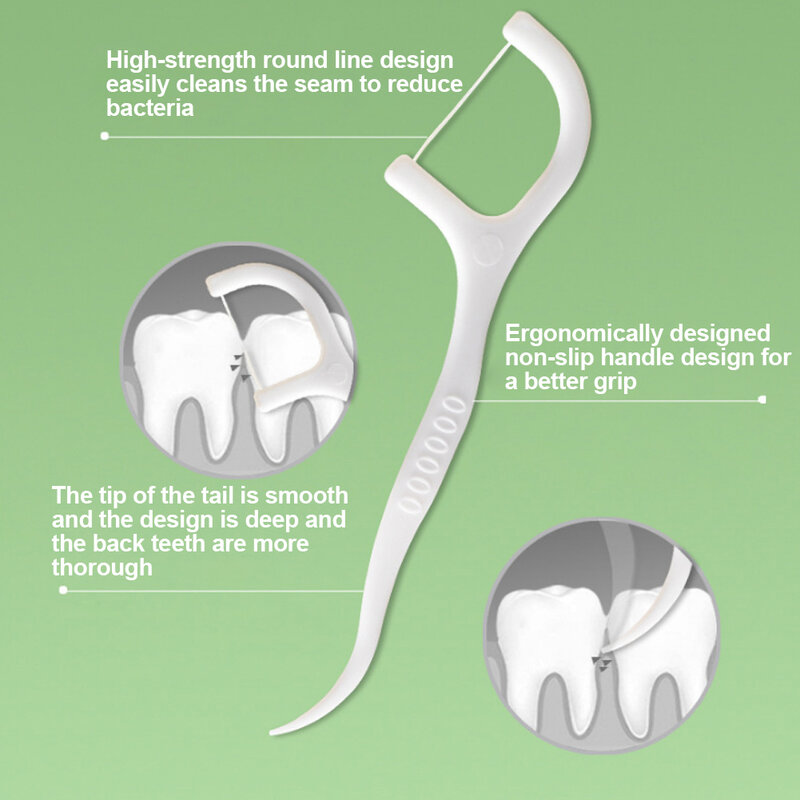 Vara de escova interdental de 50 dentes, vara de escova para fio dental para limpeza oral, ferramentas de beleza