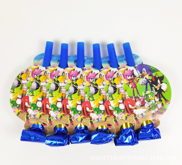 Sonice 생일 파티 장식 식탁보 종이컵 접시 밀짚 냅킨 모자 사탕 상자 어린이 선물 파티 용품 베이비 샤워