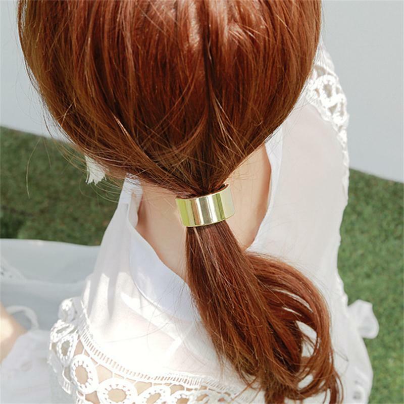 Korea New Metal Geometric Elastic Hair Bands Rubber Band Hair Accessories For Girls Hair Ties Hair Ponytail Holder Scrunchie