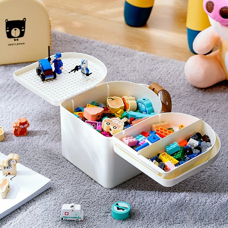 Caixa de armazenamento de brinquedo original casa portátil brinquedo de armazenamento crianças brinquedos lanches diversos organizar ao ar livre brinquedo presente ce material padrão