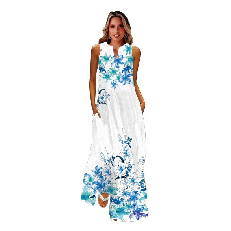 Платье MOVOKAKA женское длинное с принтом, повседневный элегантный сарафан без рукавов, большие размеры, лето 2021