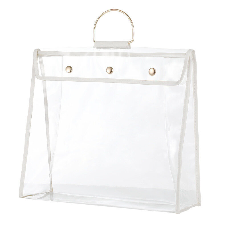 شفاف حقيبة التخزين البلاستيكية مع هوك معلق حقيبة يد غطاء غبار حقيبة حمل المحمولة المنزلية التخزين المنظم 2 ألوان
