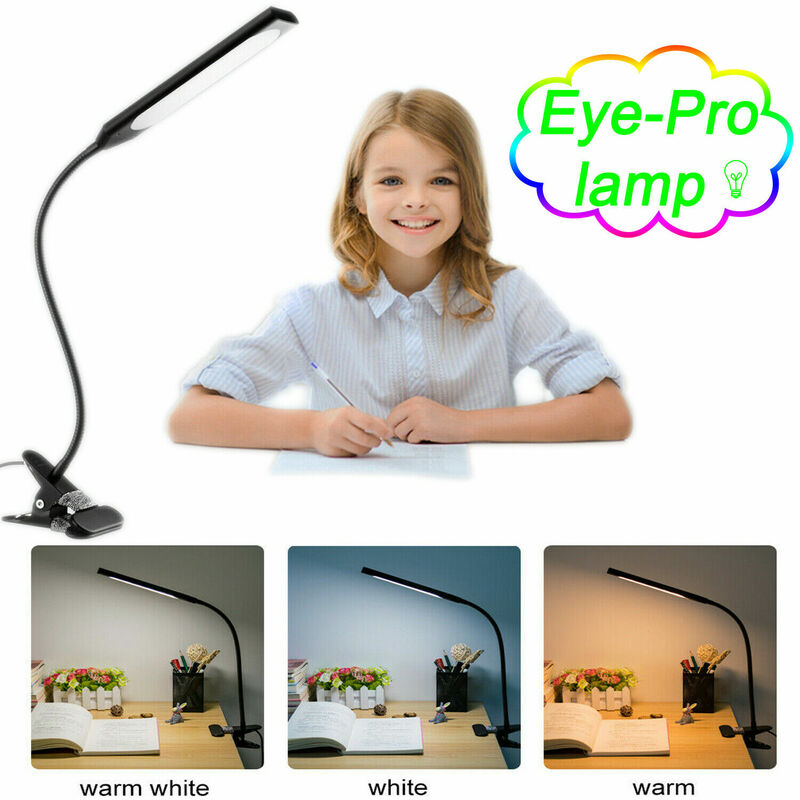 KEXIN 5W lampada da scrivania a LED dimmerabile Clip Light 14 livello di luminosità 3 temperature di colore 5W lampada da lettura a LED luce a Clip in metallo USB