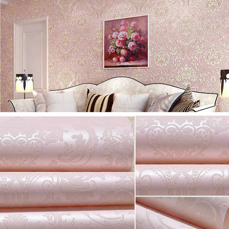 Papel tapiz de Damasco autoadhesivo para decoración del hogar, papel tapiz de 3x0,53 m para sala de estar, dormitorio, pared de fondo, nuevo clic