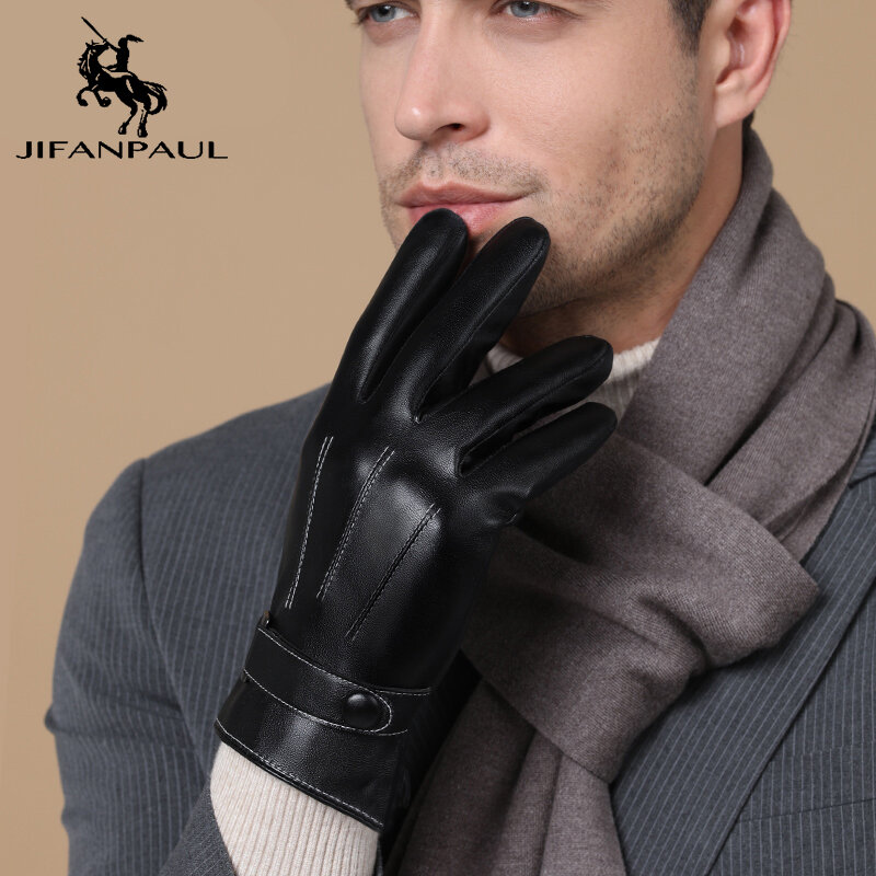 JIFANPAUL Cold-proof Unisex Waterproof Winter Gloves Breathable Tactico Gloves Cashmere warm Cowhide leather Touchscreen Gloves