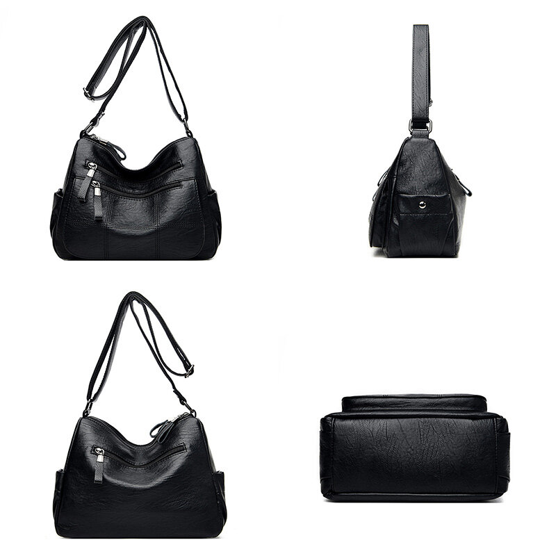 OLSITTI – sacs à bandoulière en cuir Pu pour femmes, couleur unie, multi-fermetures éclair, mode, tout-assorti, décontracté, nouvelle collection 2021