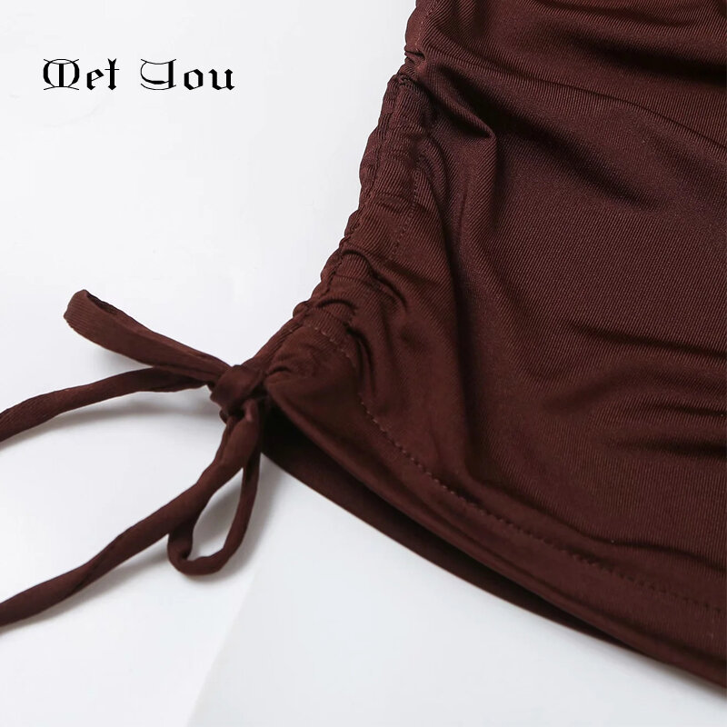 Za 2020 feminino estiramento quadrado pescoço plissado topos outono cor sólida manga longa curto recortada sexy pulôver met016
