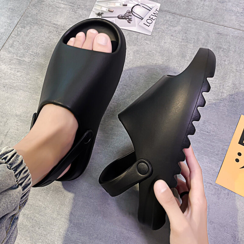 Lato Unisex Home drewniaki Slipppers męskie antypoślizgowe pantofle buty Eva gruba podeszwa slajdy kobiety łazienka slajdy japonki buty z obrazkami