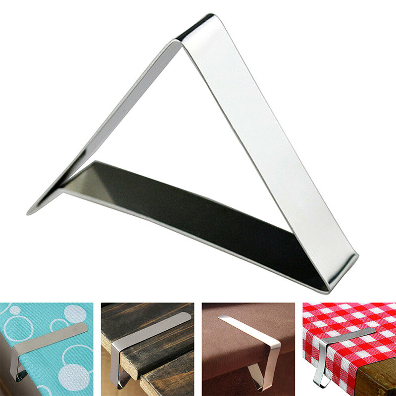 Mantel de mesa de acero inoxidable ajustable, pinza triangular, soporte para cubierta de mesa, clip de tela, suministros para el jardín y hogar