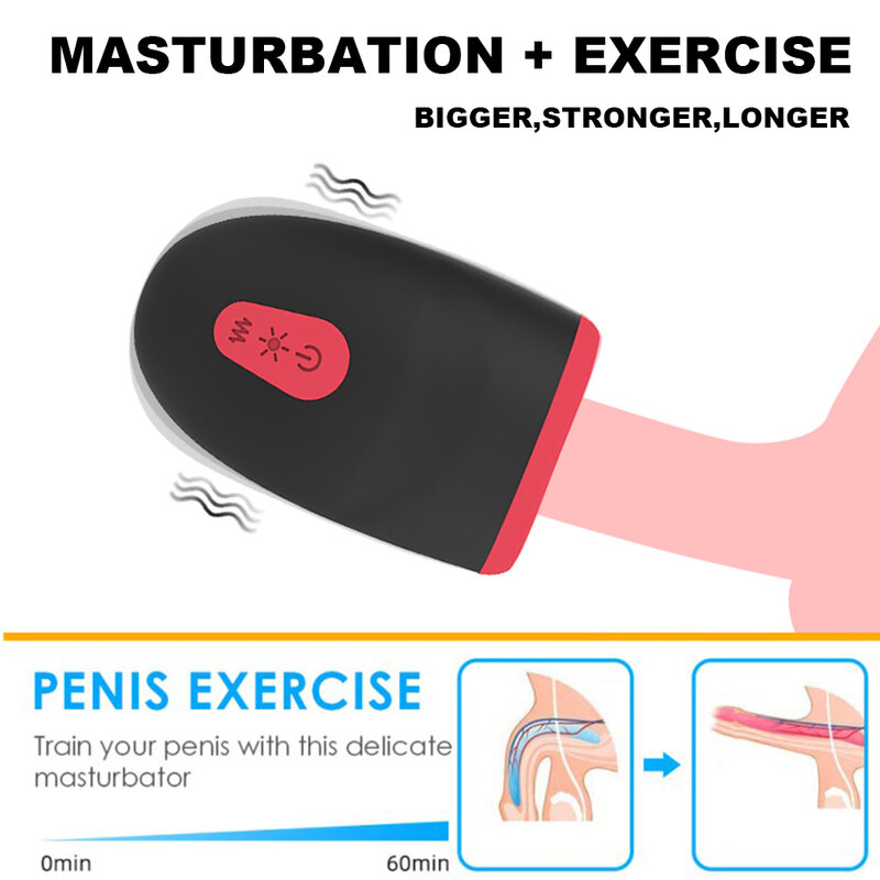 Masturbador masculino con calefacción inteligente para mamada, masajeador de Vagina Real, Oral, glande, vibrador para entrenamiento de pene, taza de avión