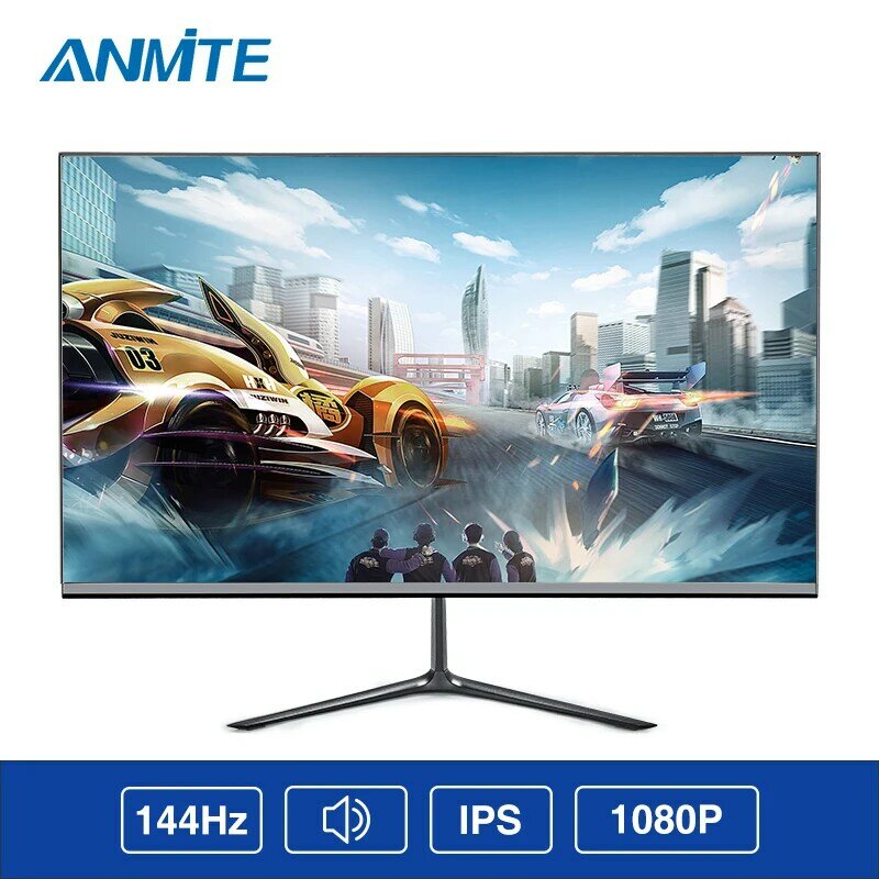 Anmite-LCD 컴퓨터 게임 모니터, 24 인치, IPS 144HZ 1MS FHD 1920x1080 슬림 Ps4, 운동 선수 치킨 Ips 화면