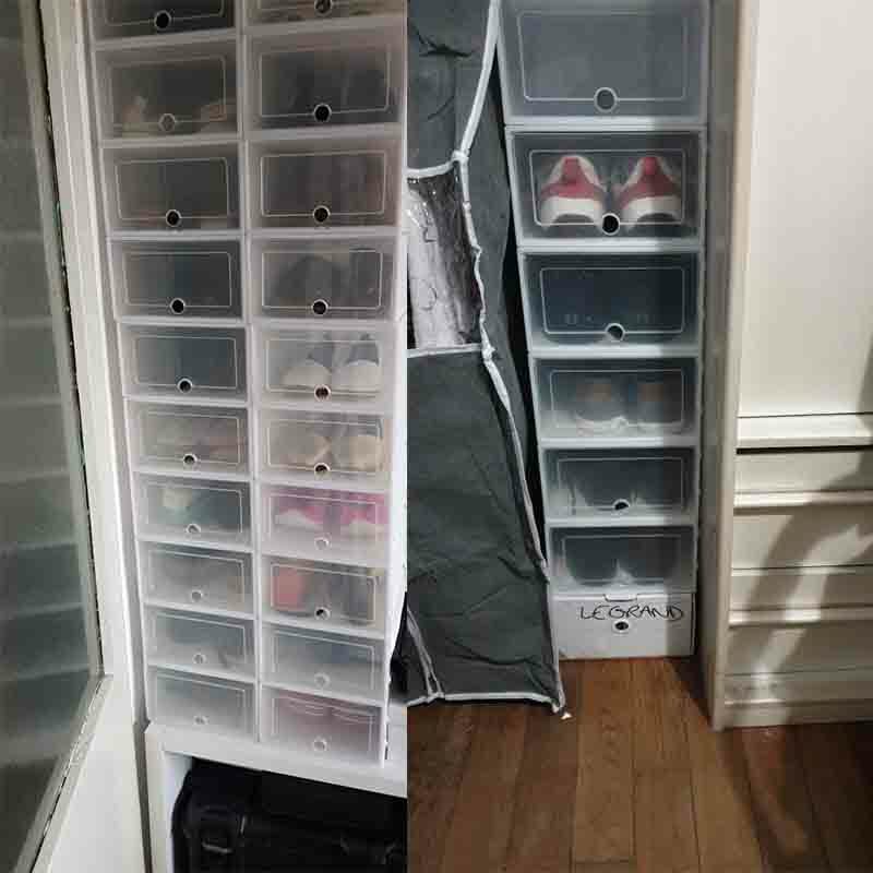 6 pçs caixas de sapatos engrossado transparente gaveta caixa de sapato de plástico caixas empilháveis caixa de sapato organizador shoebox caja organizadora