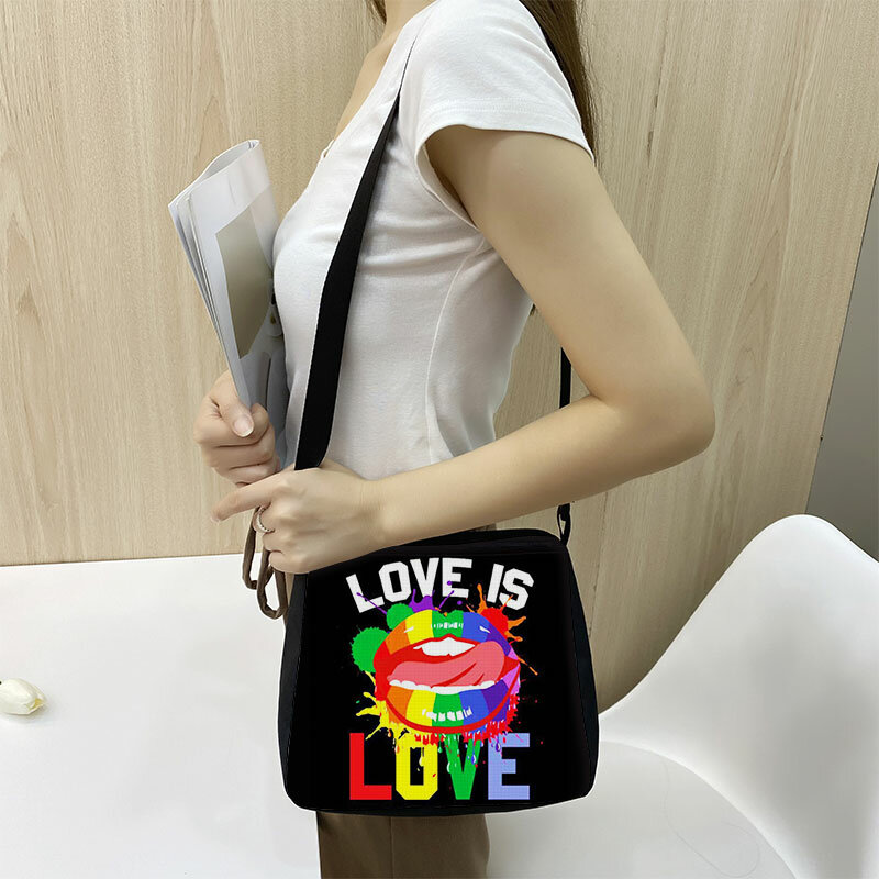 Bolso de mano con estampado de bandera de arcoíris para mujer, bolsa de mano Harajuku, de hombro, de lona, 2021