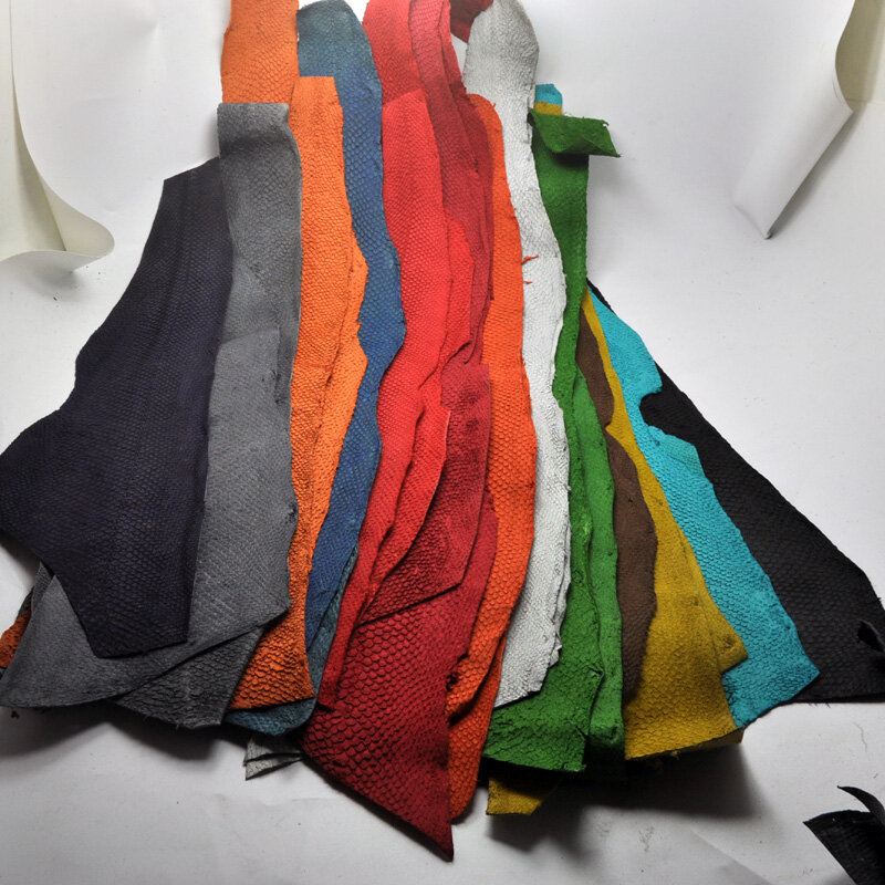 1pcs Colorful Genuine Salmon Fish Scales Leather Piece Multi Color DIY Bag Belt Shoes Accessories 45*10cm