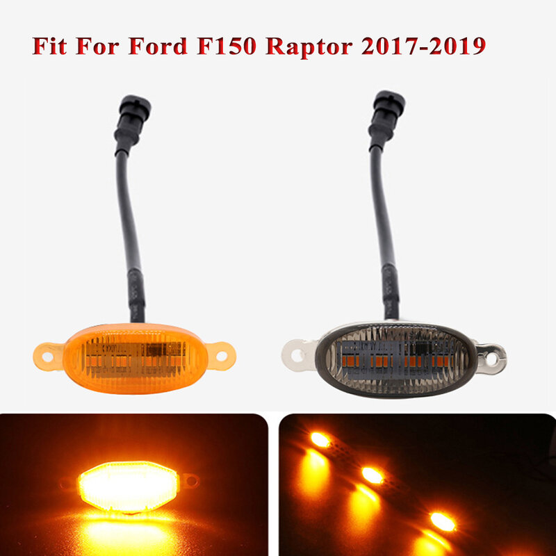 Eliteson samochód przedni Grill światła LED dla Ford F150 Raptor 2017 2018 2019 12V F-150 żółty Grill światła przeciwmgielne