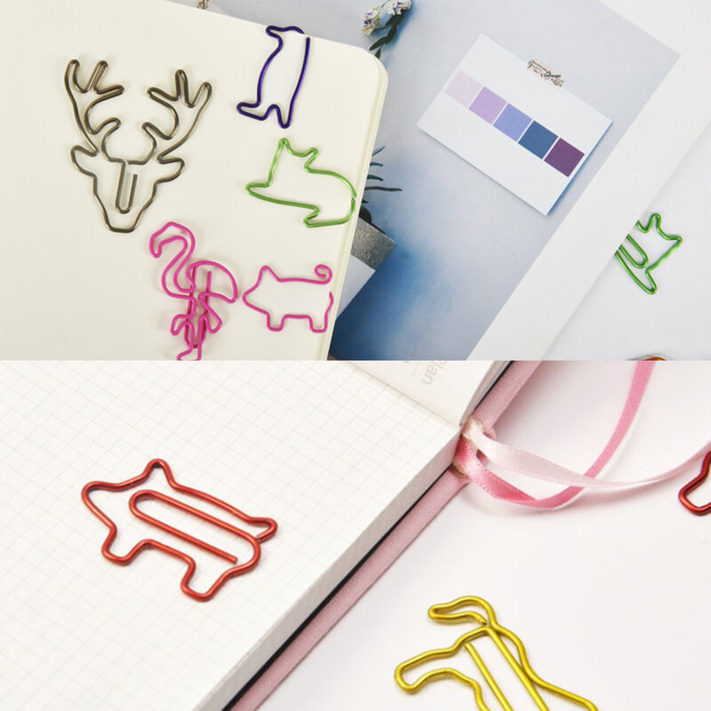 20pcs/Lot Cartoon Animal Paper Clips Creative Interesting Bookmark Memo Cute Supplies Office School Accessories