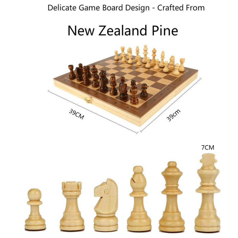 Conjunto de xadrez magnético dobrável 39cm * 39cm, conjunto de jogos com feltro para armazenamento adulto, infantil e iniciante