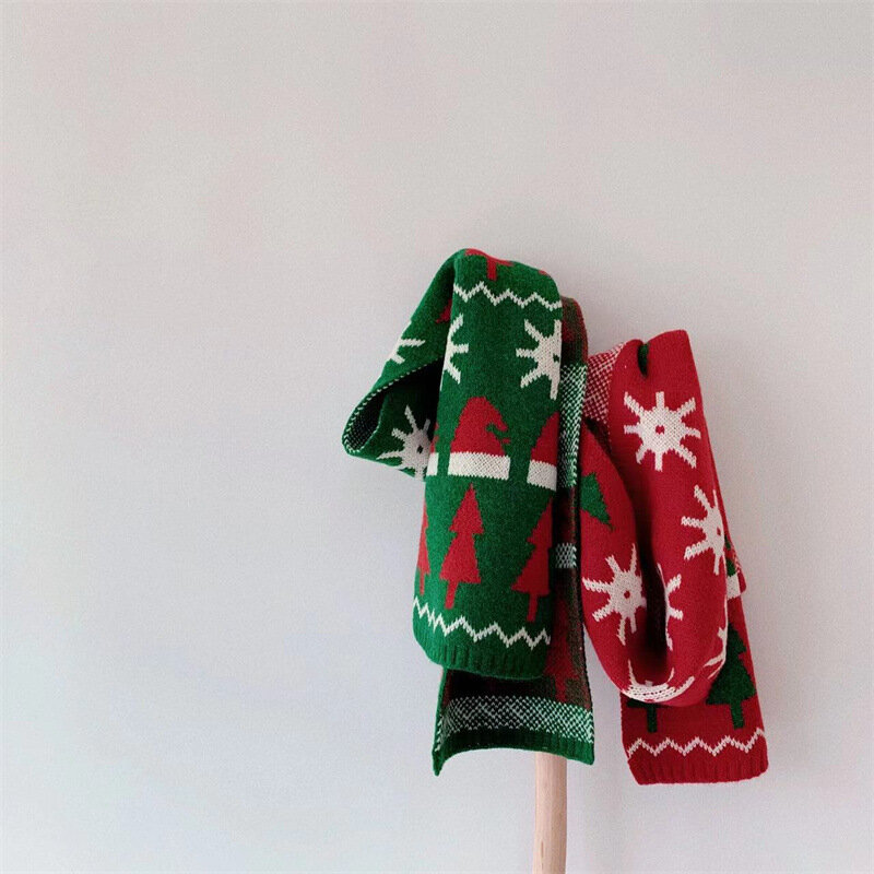 Bufanda de árbol de Navidad para niños y niñas, pañuelos de punto de alce para bebé, bufanda gruesa de lana cálida para invierno, regalo de Navidad