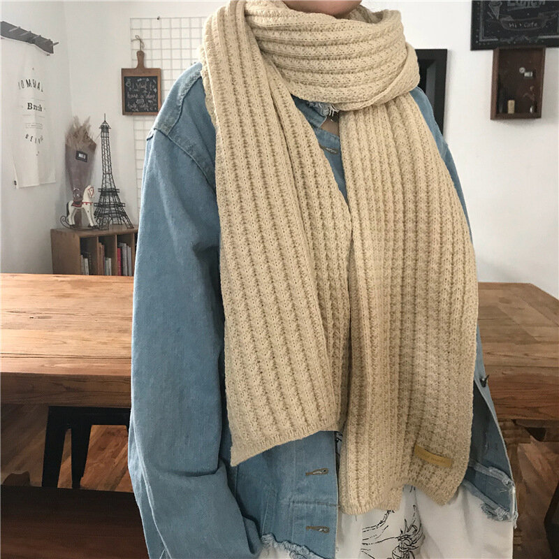Bufanda de moda para mujer, chal cálido para invierno, pañuelo largo de punto, foulard grueso, 2021
