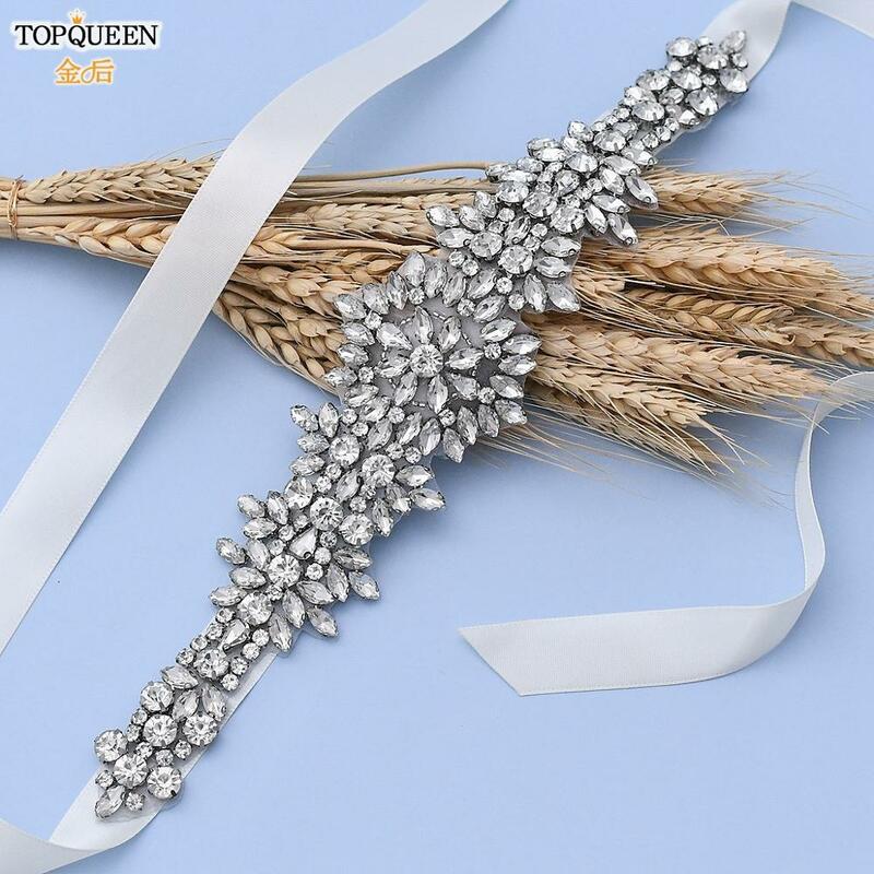 TOPQUEEN-Diadema nupcial con diamantes de imitación, bandana de lujo, de plata, H319