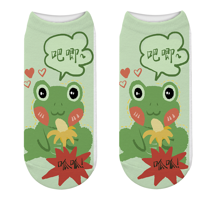 Chaussettes courtes en coton pour femmes, nouvelle mode, mignonnes, dessin animé, animaux, grenouilles, Happy Korea, Harajuku, Kawaii