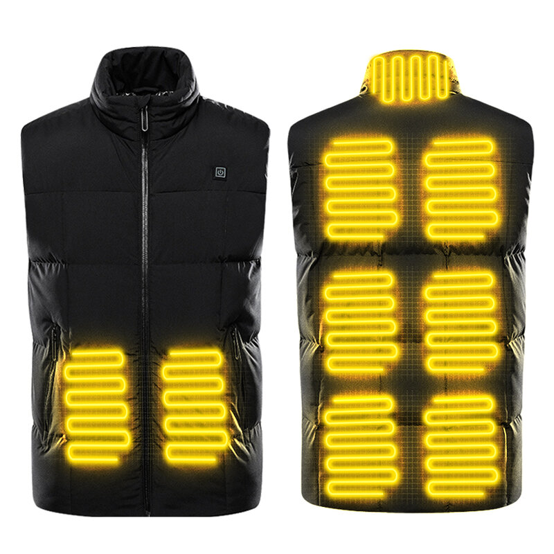 Chaleco con calefacción para hombre, chaqueta térmica con USB, infrarrojo, para exteriores, ropa de invierno, 9 áreas