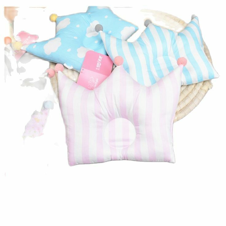 Ins nordic shaping travesseiro para bebê recém-nascido bonito coroa forma algodão 0-1 anos de idade anti-cabeça correção travesseiro cama do bebê