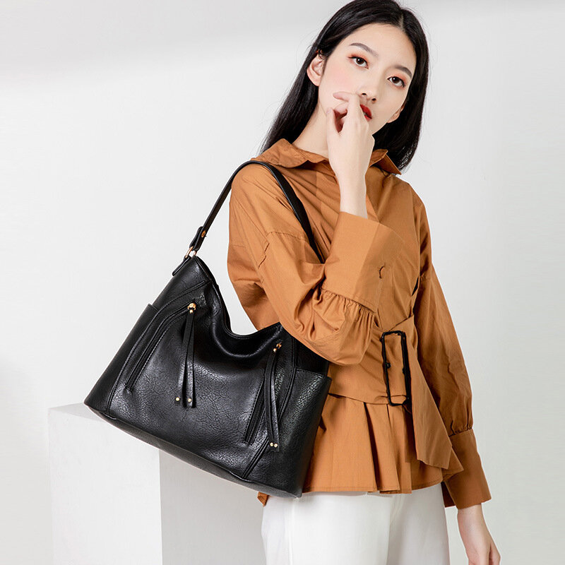Realer 브랜드 디자인 핸드백 여성 패션 토트 백 고품질 PU 가죽 어깨 가방 숙녀 지퍼 메신저 가방