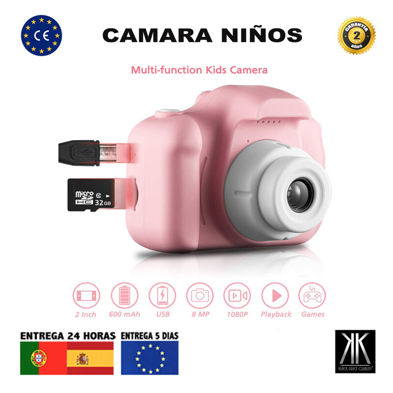 Kinder kamera, pädagogisches spielzeug für regal Mini Digital kamera 1080P video projektion bildschirm 2 zoll freies verschiffen von Spanien in 24 / 48 stunden