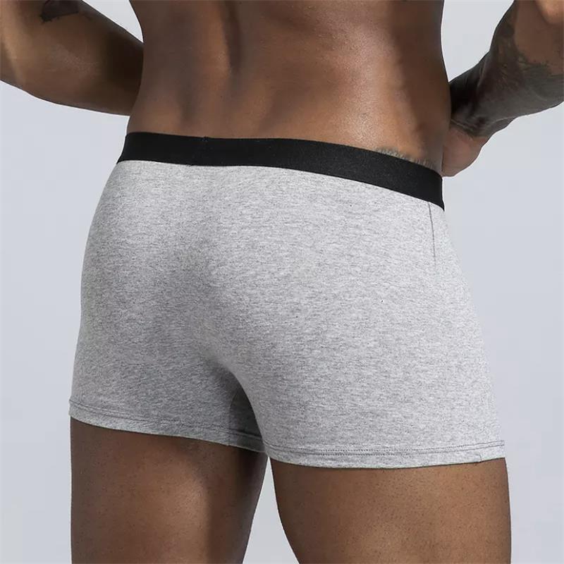 8 pçs/lote roupa interior masculina de cor sólida algodão sexy underwear boxer shorts respirável confortável