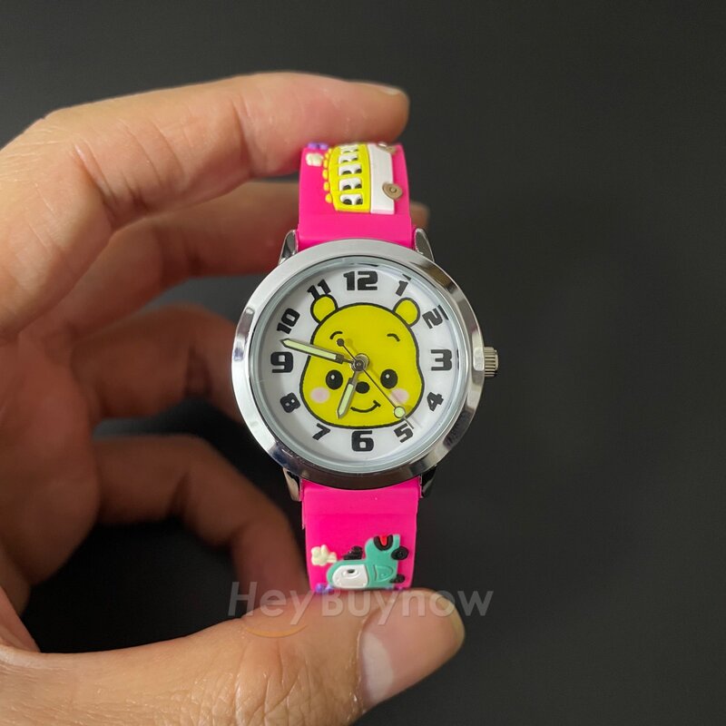 2022 novo relógio engraçado das crianças dos desenhos animados para meninos e meninas rosa azul quartzo casual silicone relógio de pulso montre enfant fille