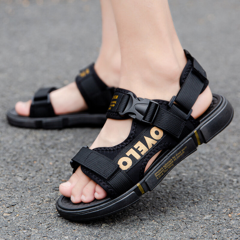 Sandali da uomo di moda di marca di alta qualità sandali da spiaggia estivi uomo Casual Trend traspirante sandali da spiaggia da uomo all'aperto piattaforma nero