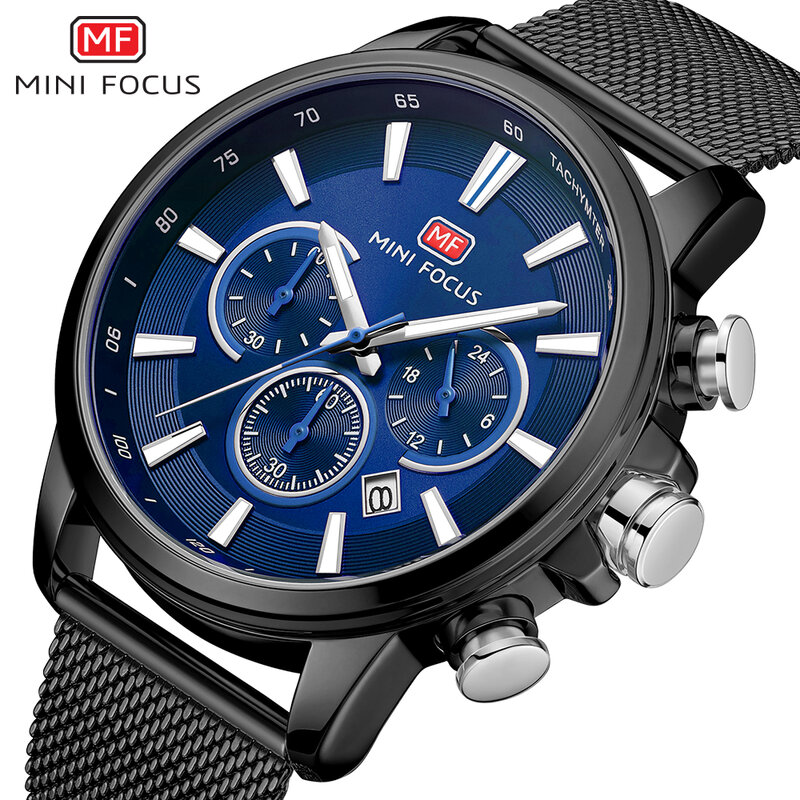 MINIFOCUS Top Brand Luxury Men Watches Waterproof Stainless Steel Wristwatch Men's Chronograph Casual Quartz Watch