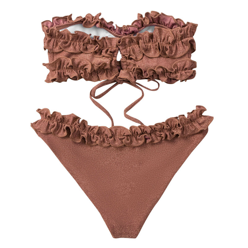 Kim Sa Lấp Lánh Rũ Bikini Đẩy Lên Đồ Bơi Gợi Cảm Nữ Bikini Bộ Brasil 2021 Bộ Đồ Tắm Bandeau Mặc Đi Biển Nữ Đồ Bơi