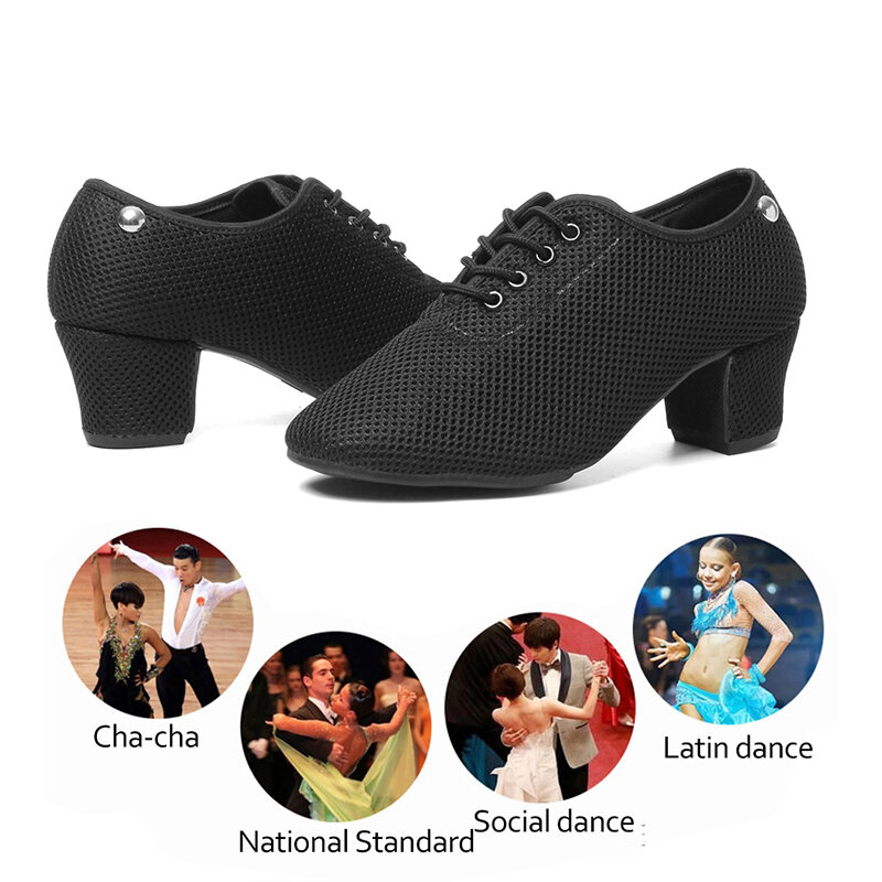 SWDZM-zapatos de baile estándar para hombre y mujer, calzado de salón, de malla transpirable, de tacón bajo, para entrenamiento y Danza moderna, para