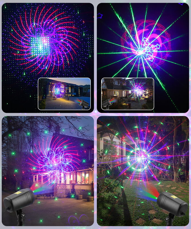 Douche lumineuse laser étoiles de noël, effets de projecteur de télécommande, mouvement de distance, étanche pour jardin extérieur, décoration pour noël