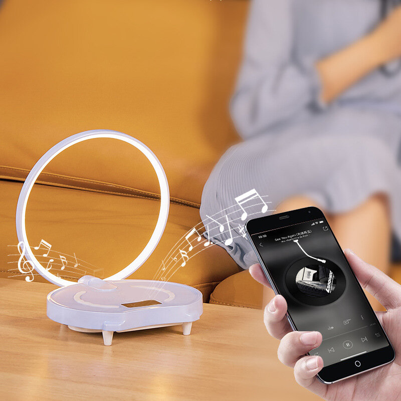 LED Smart multi-funzionale camera da letto comodino sveglia Touch Sensing ricarica Wireless altoparlante Bluetooth regalo creativo notte