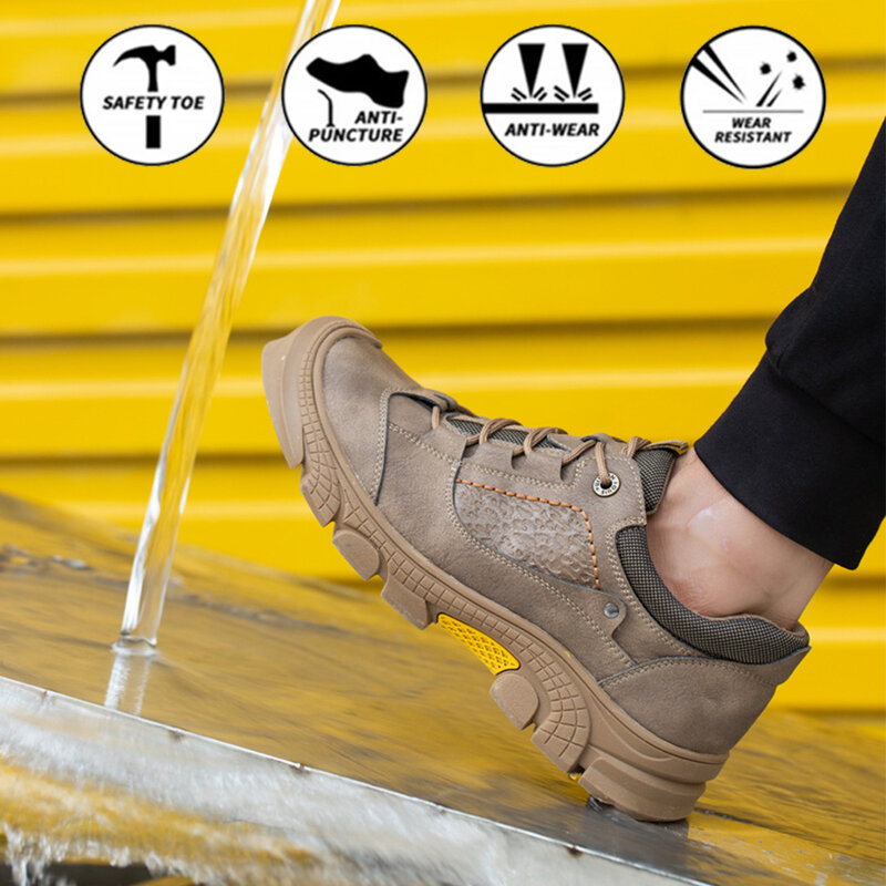 Sapatos de seguro desodorante para homens, calçados anti-perfuração de aço para segurança do trabalho, eletricista, resistente a desgastes