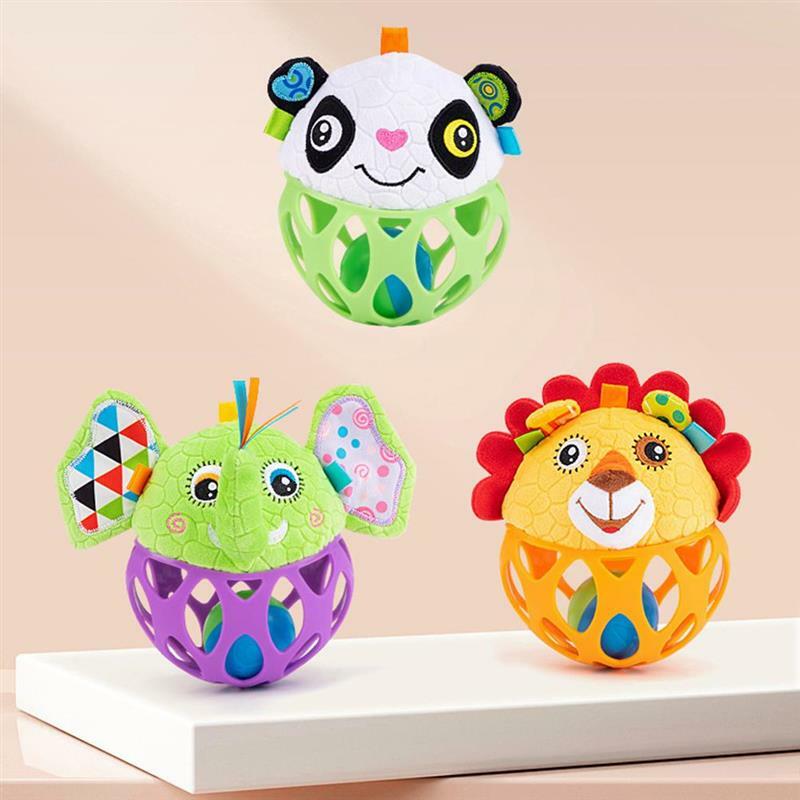 Grzechotka dla dzieci zabawki Cute Animal Baby Bell piłki zabawka Sense rozwijaj miękkie kule gumowe nauka Grip Ball Kids Gift