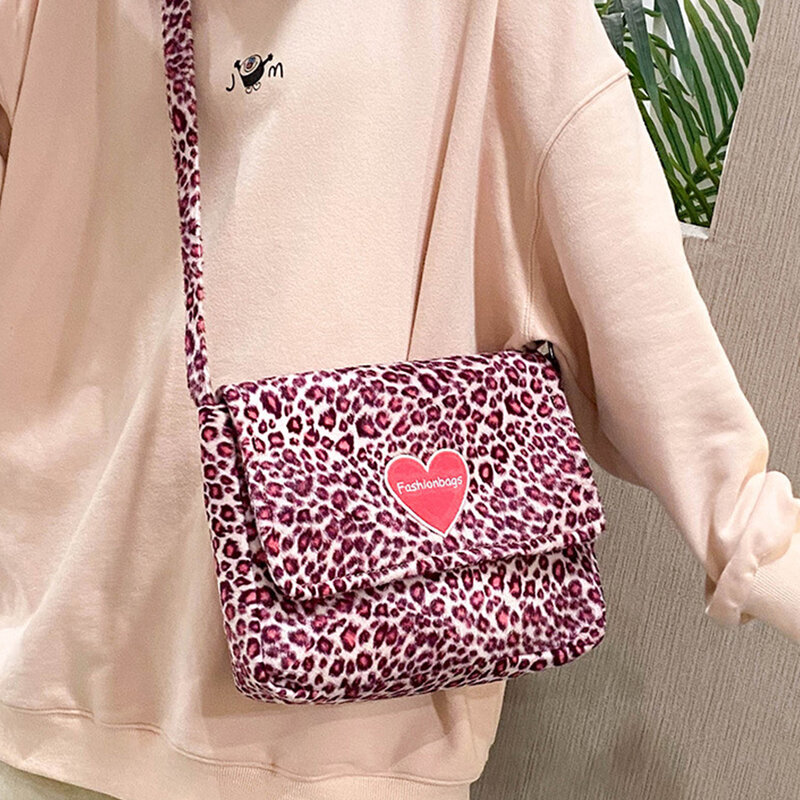 Винтажная плюшевая леопардовая женская сумка-мессенджер, модная наплечная сумка через плечо с принтом гепарда для женщин, сумка из искусст...