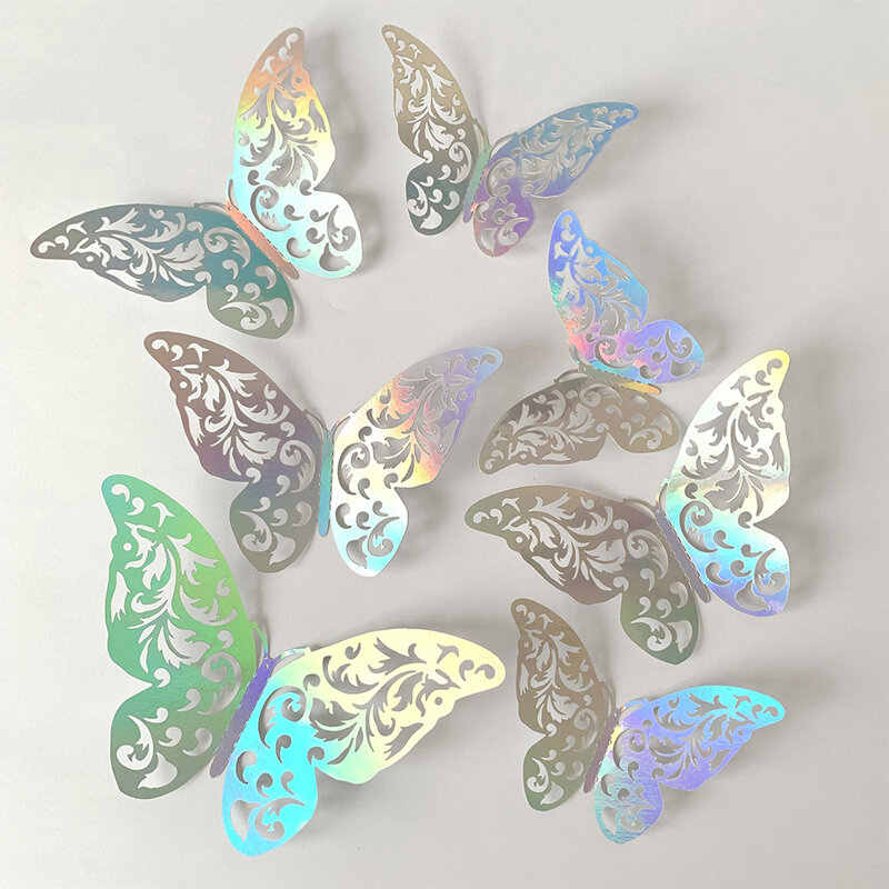 12 sztuk Suncatcher naklejka 3D efekt kryształ naklejka na ścianę z motylami piękny motyl dla dzieci naklejka ścienna do pokoju dekoracji wnętrz