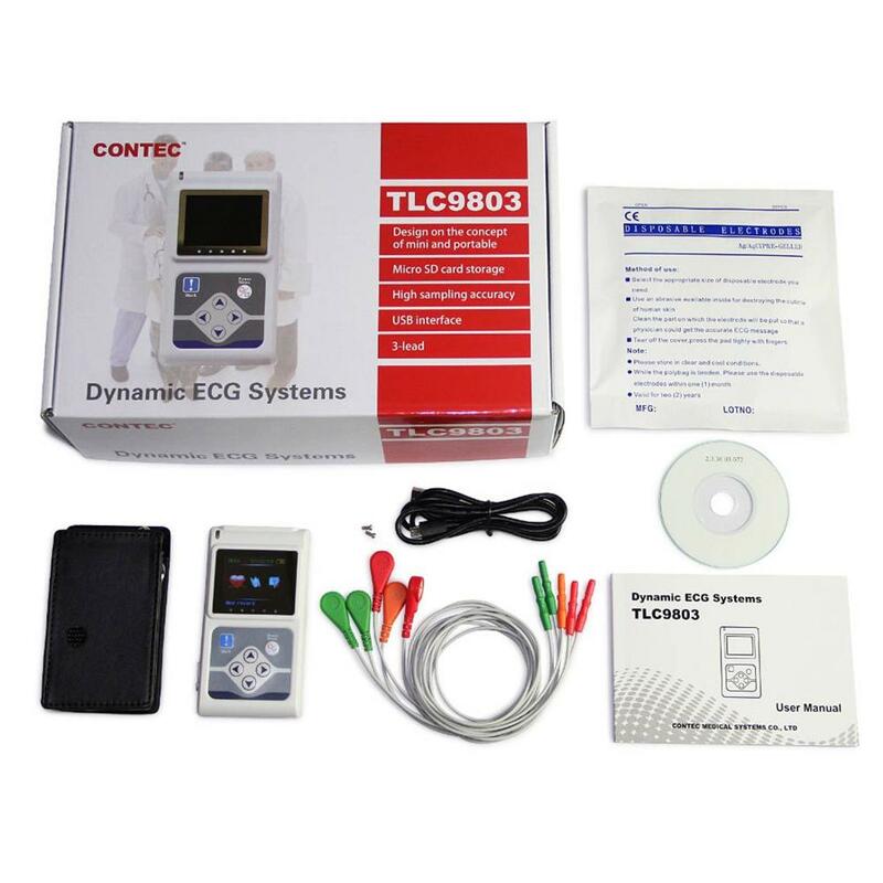 Máquina grabable de 3 canales, probador de sistema de monitoreo ECG Holter, Monitor de salud, Informe de impresión con Software de PC
