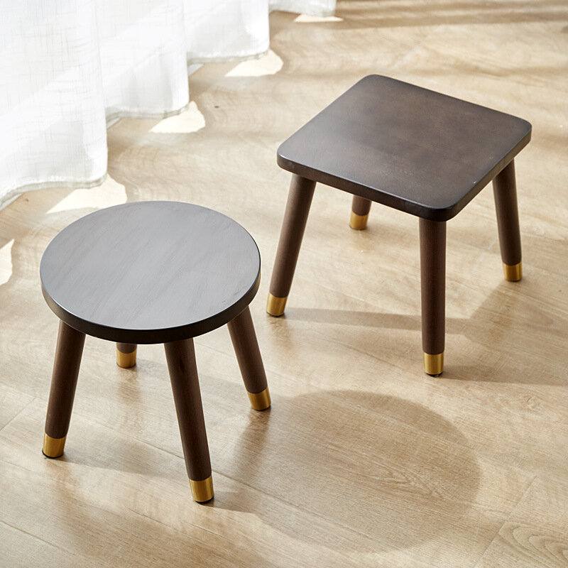 Drewniany stołek luksusowy Nordic stołek do salonu zmiana butów stołki pod stołkami do pokoju dom umeblowanie rodzinny stół kwadratowy kreatywny okrągły herbata
