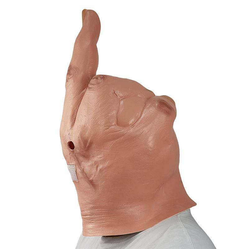 Halloween Creepy Finger Kopf Abdeckung Neuheit Mittelfinger Party Kopfbedeckungen Helm Halloween Kostüm Latex Vollen Kopf Gesicht Abdeckung
