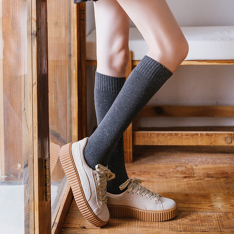 Носки женские теплые на осень и зиму, милые носки из махровой хлопковой ткани, до колена