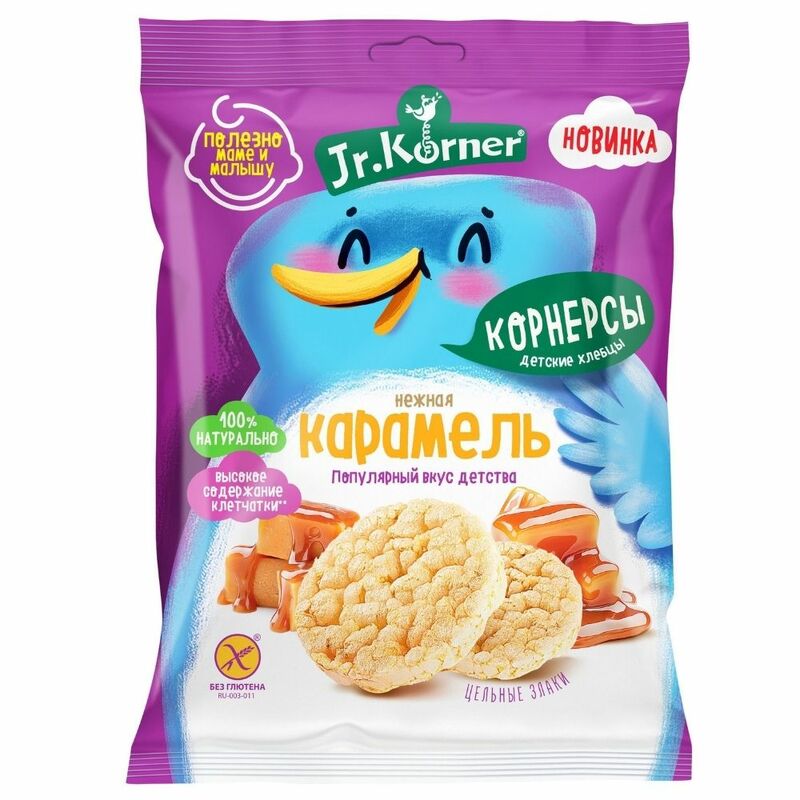 Мини-хлебцы Jr.Korner  18 пачек по 30г хрустящие рисовые  с карамелью |Быстрая доставка из РФ