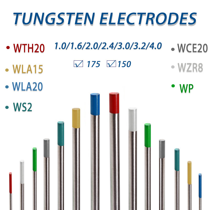 Varilla de Soldadura TIG, Electrodos de tungsteno, Soldadura por arco de argón, consumibles, WT20, WC20, WP, WL15, WL20, WZR8, 1,6, 2,4, 3,2