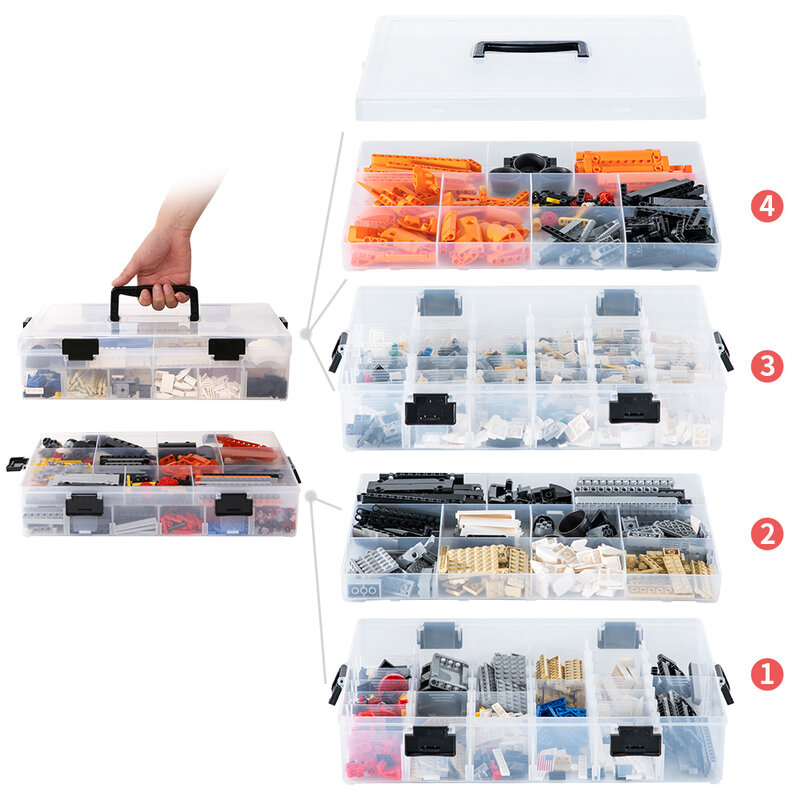 Lego – boîte de rangement en plastique pour jouets, conteneur de rangement pour blocs de construction, organisateur pour jouets, rangement pour enfants, bijoux, outils